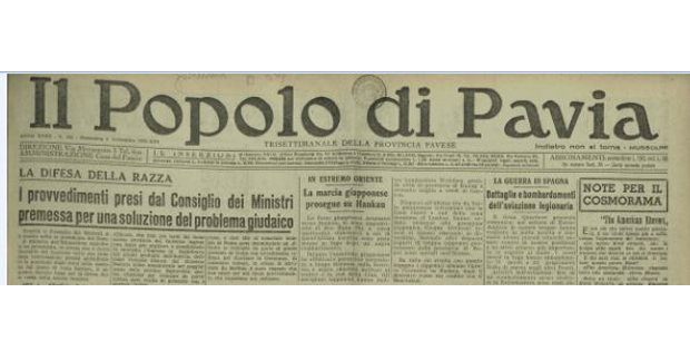 testata del giornale "Il Popolo di Pavia"