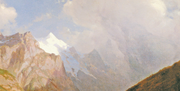 Particolare della copertina del libro che ritrae un paesaggio alpino