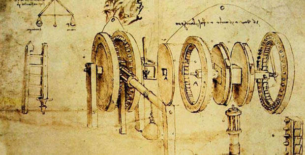 immagine di un disegno del Codice Atlantico di Leonardo Da Vinci