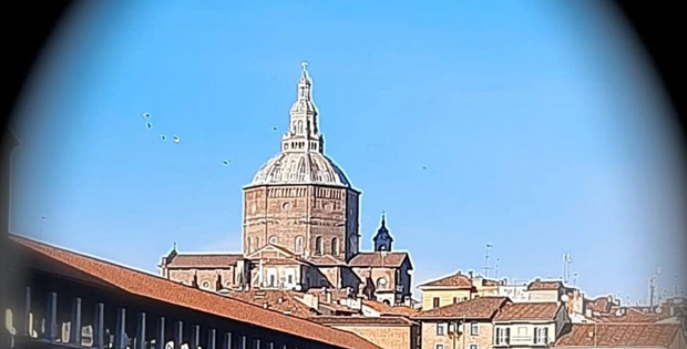 Veduto Pavia ponte e cattedrale