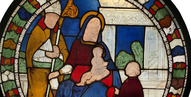 Particolare della vetrata nella chiesa di san Lanfranco